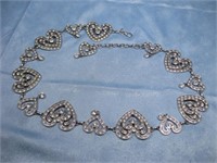 Silver Tone Hearts Chain Belt As Pictured