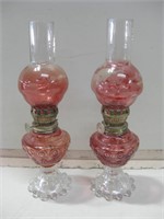 Pair 9" Tall Vintage Oil Lamps Untested