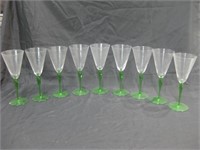 Nine 8.25" Tall Vintage Glass Wine Glasses