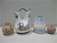 Four Assorted Vintage Pottery Pieces Tallest 7.5"