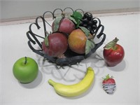 11"x 4" Metal Fruit Basket W/Plastic Fruit Shown