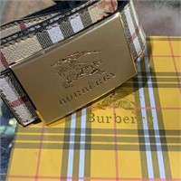 Burberry UNISEX plaid black reversible belt