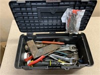 BLACK TOOL BOX WITH MISC TOOLS