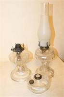 Three Vintage Hurricane Mantle Oil Lamps Queen Ann