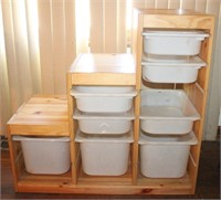 Handcrafted Cubby Shelf Unit with Sliding Totes