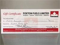 $50 Gift Certificate Foxton Fuels Ltd