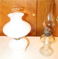 Vintage Kerosene Lamps - White Milk Glass