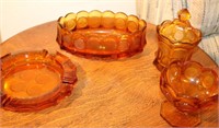 Lot of Amber Fostoria Coin Glass