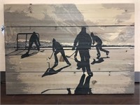Wooden Hockey Hanging Art 27 x 39 - Value $130