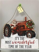 Two Sided Fall / Winter Tractor Plaque - Value $40
