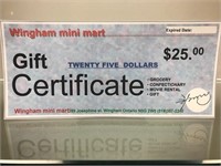 $25 Gift Certificate - Wingham Mini Mart