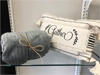 Grey Throw & Decorative "Gather" Pillow