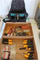 TOOL BAG, DEWALT SCREW DRIVERS, PLIERS, WRENCHES