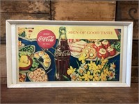 Original 1957 Coca Cola Framed Cardboard Advertisg