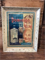 Original Framed Dominion Gin Tooheys Advertising