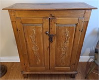 Early Pine Carved Jam Cupboard