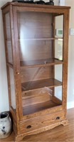 Pine Grained Display Cabinet with Drawer