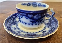Flow Blue Cup and Saucer