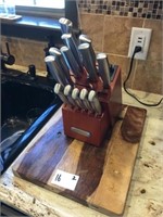 Farberware Knife Set & Wood Cutting Board