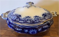 Flow Blue Covered Vegetable Dish