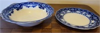 Flow Blue Plate and Bowl