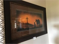 Framed Cowboy at the Cross (24" x 36"W)
