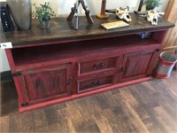Red Distressed  Console (60" W x 16")