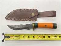 Handmade Damascus Fixed Blade Knife w/ Sheath