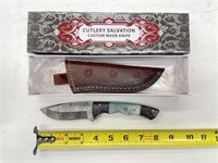 Handmade Damascus Fixed Blade Knife w/ Sheath