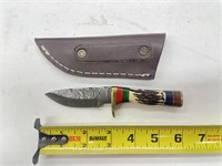 Handmade Damascus Fixed Blade Knife w/ Sheath