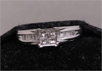 Princess Cut Diamond Baguette White Gold Ring