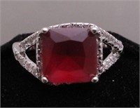 3.12ct. Princess Cut Created Ruby Dinner Ring