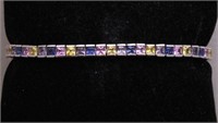 8ct. Created Rainbow Sapphire Estate Bracelet