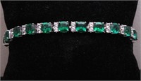 24ct. Near Flawless Created Emerald Bracelet