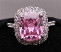 5.85ct. Created Pink Sapphire Estate Ring