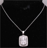 Diamond Baguette Necklace 10k White Gold