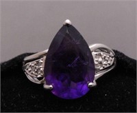 9.54ct. Pear Cut Amethyst Diamond Ring