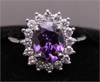 2.05ct. Oval Cut Created Amethyst Dinner Ring