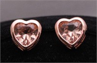 3ct. Heart Cut Created Morganite Earrings