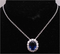 3ct. Created Sapphire Halo Necklace