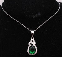 1ct. Tear Drop Created Emerald Dinner Necklace