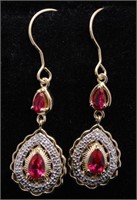 2ct. Created Ruby & Diamond Earrings