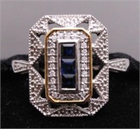 Genuine Sapphire Diamond Estate Ring