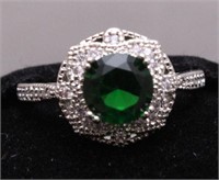 1.50ct. Round Cut Created Emerald Halo Ring