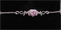 1.02ct. Heart Cut Created Pink Sapphire Bracelet