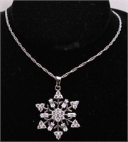 Created White Sapphire Snowflake Necklace