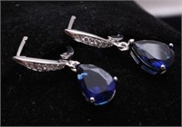 3.12ct. Pear Cut Created Sapphire Earrings