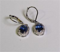 3.01ct. Oval Cut Created Sapphire Estate Earrings