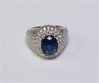 Oval Cut 322ct. Created Sapphire Estate Ring