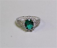 4.18ct. Created Russian Emerald Estate Ring